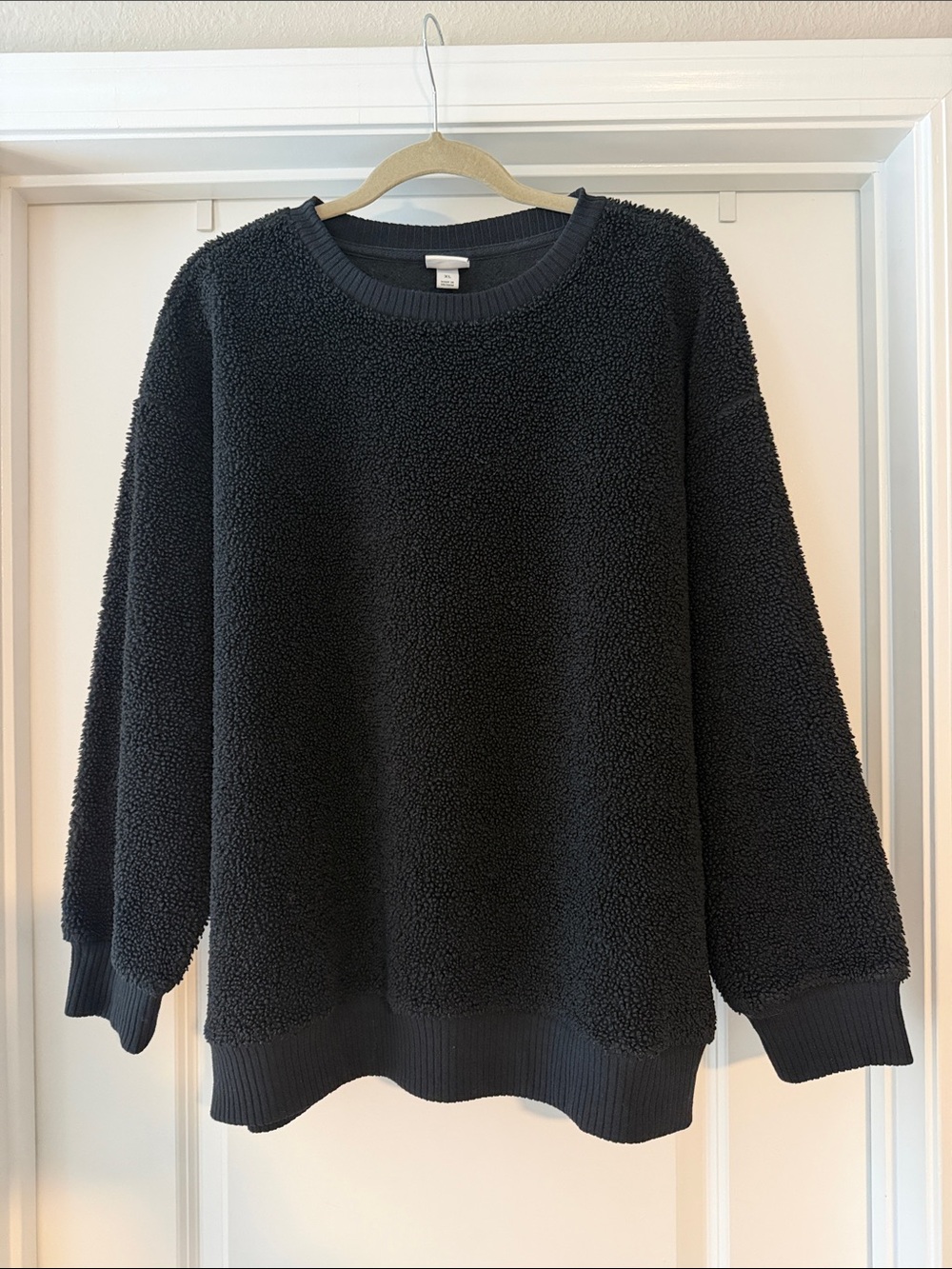 a new day Black Plush Sherpa Crewneck Sweater